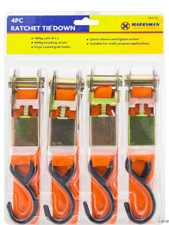 4pc Ratchet Tie Downs 68413C 1 Ratchet