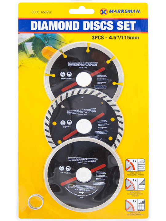 3pc 4.5 Diamond Disc Set 115mm 65025C 1 Diamond Disc