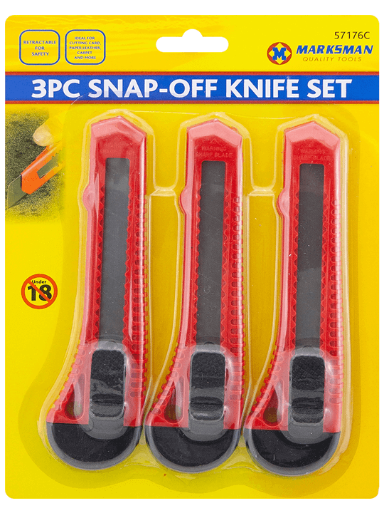 3pc Snap Off Knife Set 57176C 1 Knife and Blade