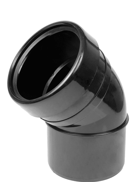 4inch 45 Bend Single Socket 110mm 135° Socket Spigot Black (SKU EVO 2.85-SSELBB110-45) 1 Pipe