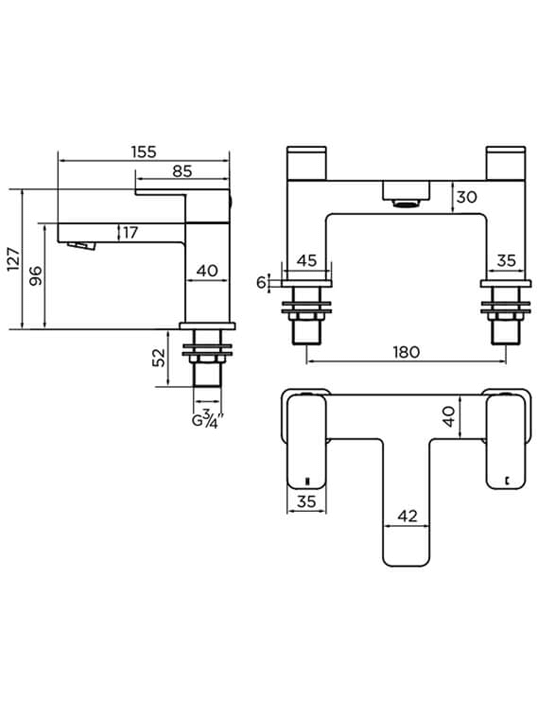 Deck Mounted Bath Mixer Tap (SKU 5060897211533) 2 Deck Mounted Bath Mixer Tap SKU 5060897211533