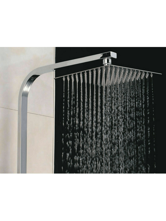 Chrome Square Shower Mixer Kit – 3-Way Rigid Riser, Rain Head, Wall Mounted By Bathroom House