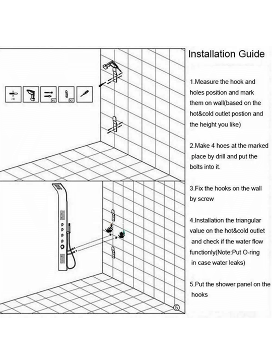 Thermostatic Shower Tower Hand Drencher 5 in 1 – Black Finish 5