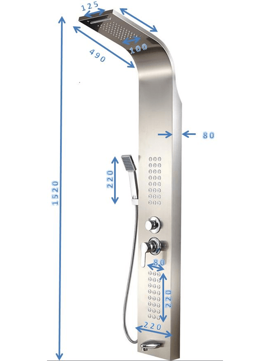 Thermostatic Shower Tower Hand Drencher 5 in 1 – Chrome Finish 4